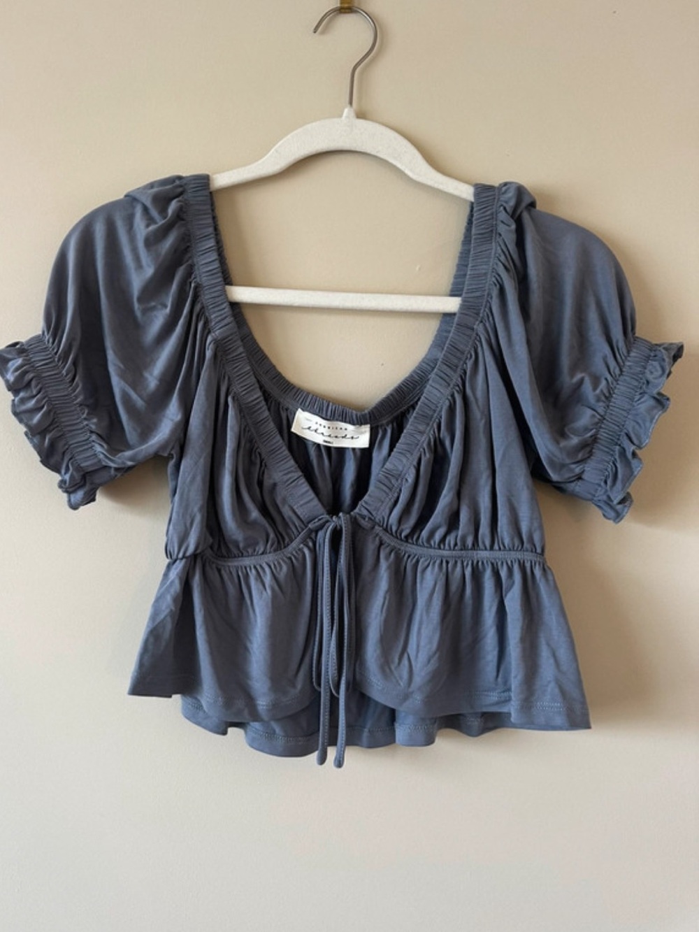 American Threads Blue Crop Top